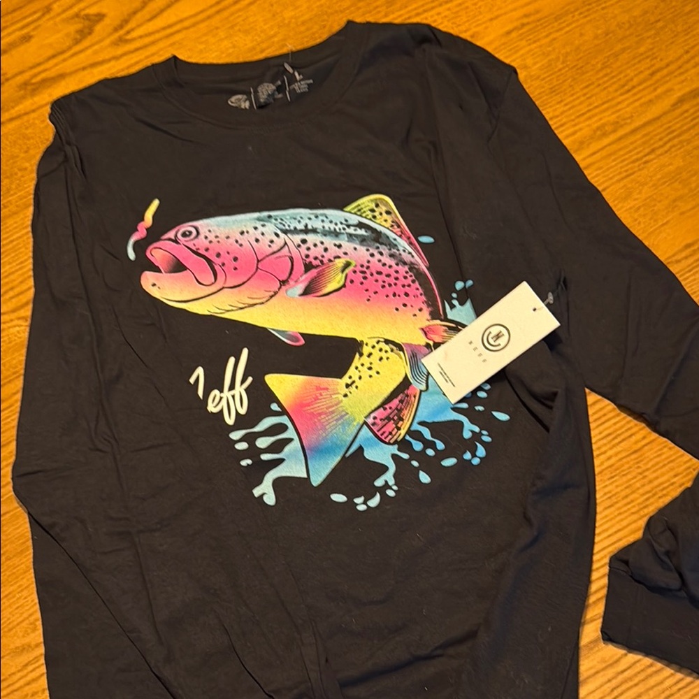 Neff Black and Pink Fish Graphic Sweatshirt